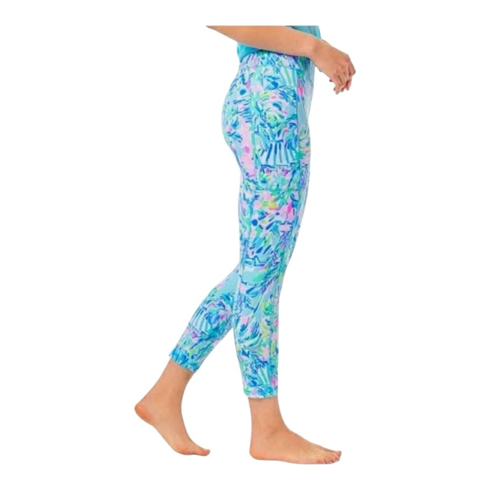 Lilly Pulitzer Weekender High Rise Midi Leggings Cabana Cocktail Blue Ibiza Sz S